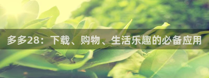 PG电子注册：多多28：下载、购物、生活乐趣的必备应用